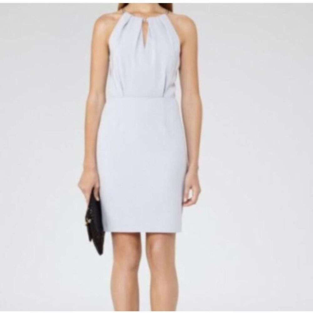 Reiss Odessa baby light blue fitted dress chain detail some pilling size 6